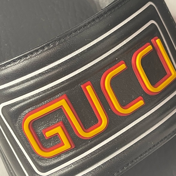 Gucci leather black slippers mens size US 6( Gucci size 6, women size US 8) new - Picture 15 of 16